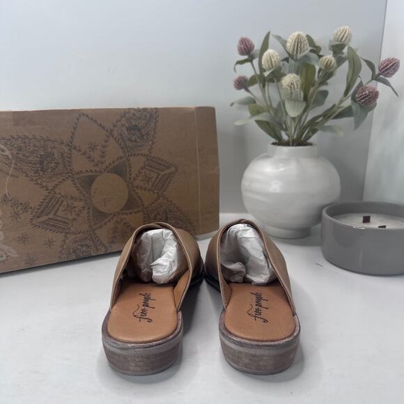 Free People Lordes Mule Natural Leather Slip On Tan 11947 Women 7/EU 37 NWB - Picture 2 of 10